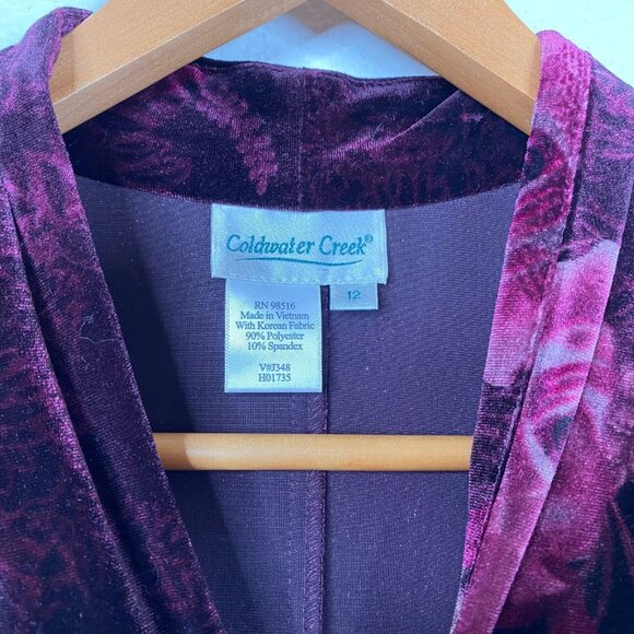 Coldwater Creek Women's Velvet Dark Floral Modest Holiday Dress Purple Size 12 - Picture 3 of 13